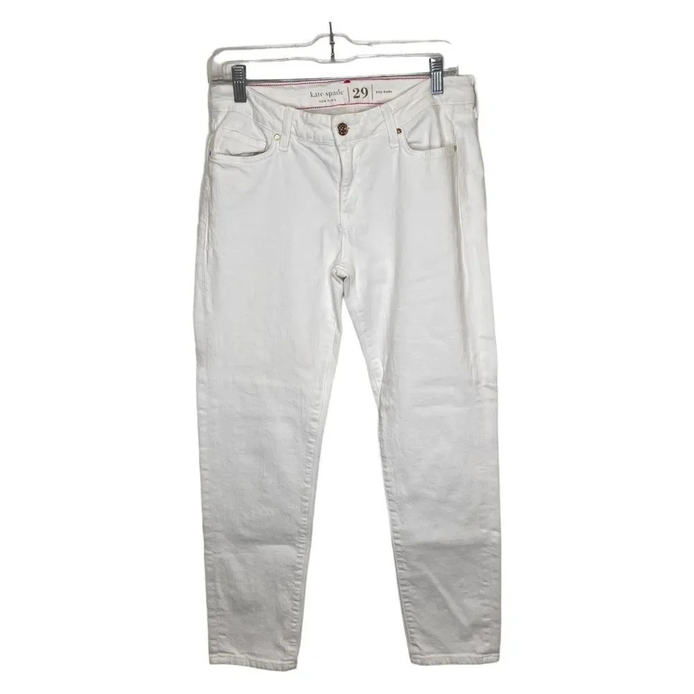 KATE SPADE Broome Street Play Hooky Skinny Jeans White Size 29